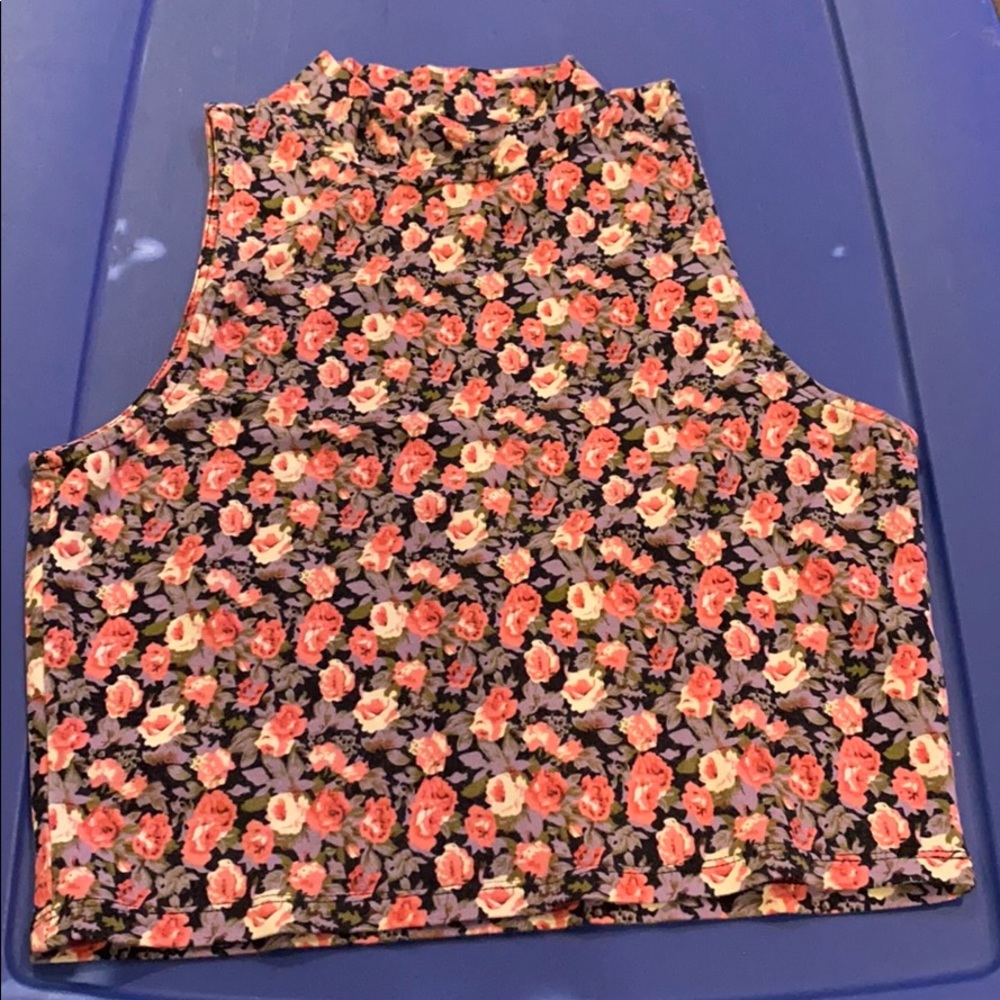 Floral turtle neck crop top